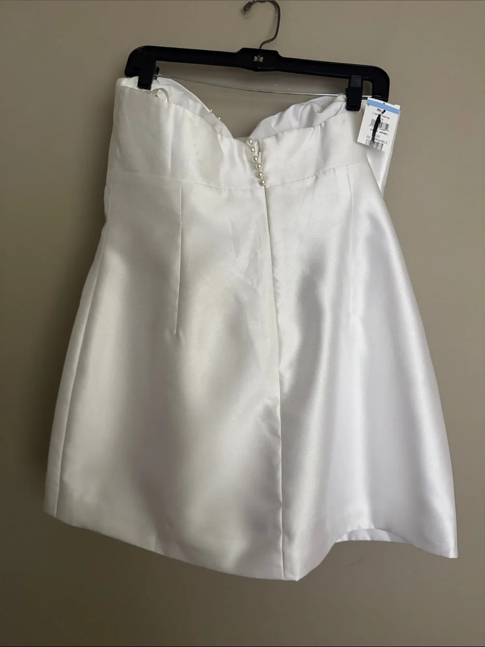 NWT- Alfred Sung Imitation Pearl & Bow Detail Strapless Cocktail Minidress, 12R